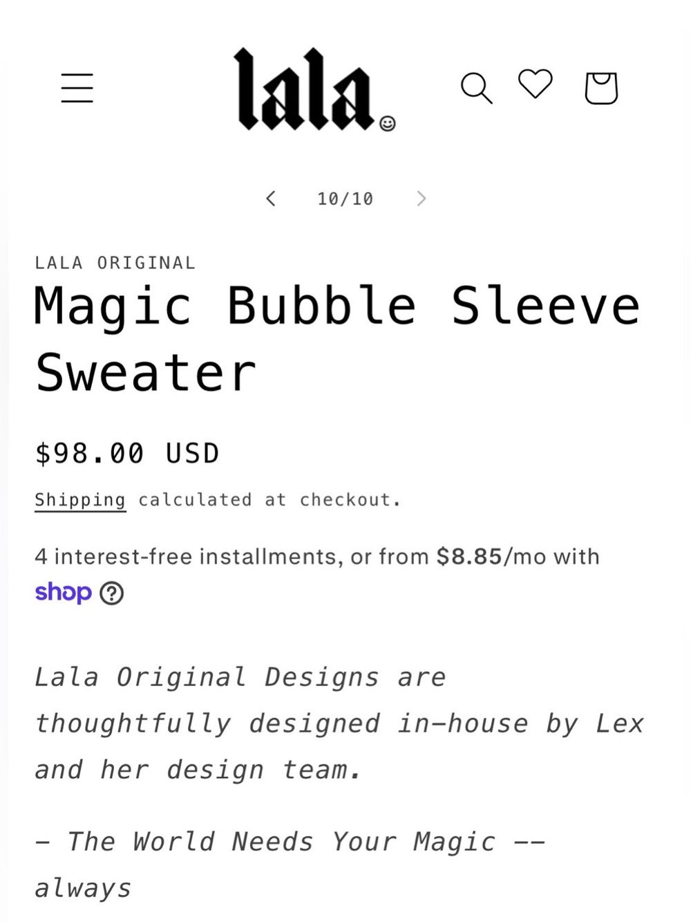 Dressed in LALA Sweater with Neon Green Slogan on Back and Smiley Face Front - Picture 8 of 9